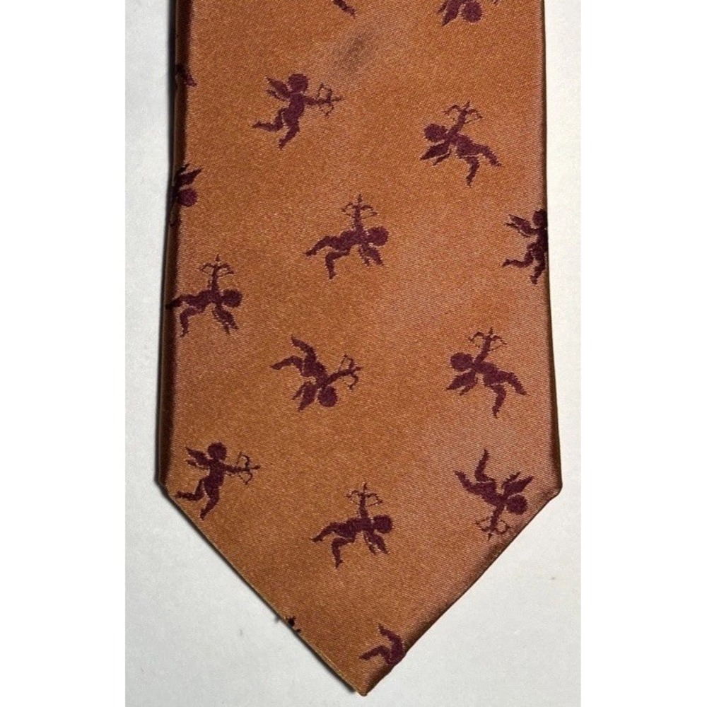 Ted‎ Baker Silk Necktie Orange Maroon Cupid Pattern NWOT